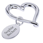 Personalised Silver Heart Carabiner Keyring