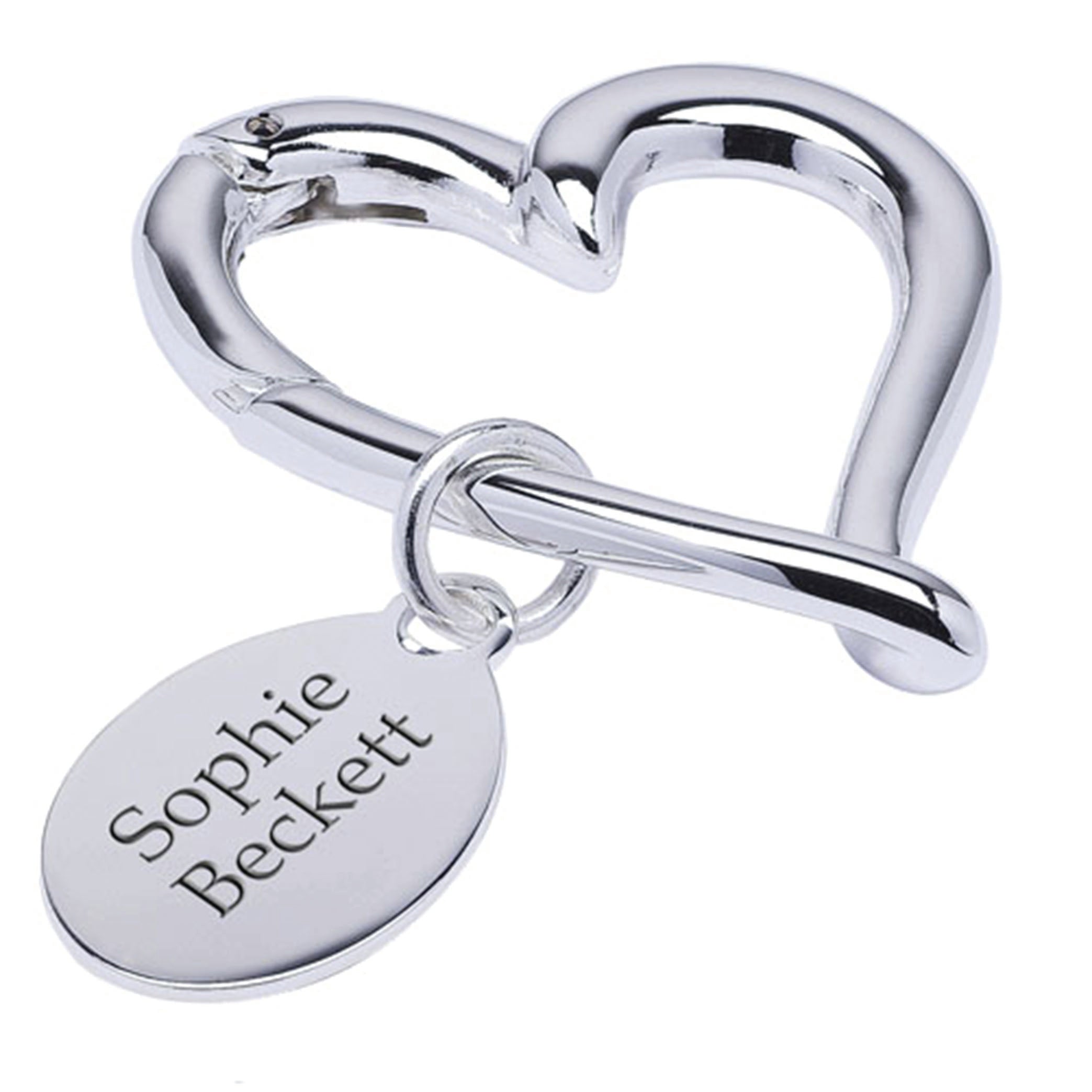 Personalised Silver Heart Carabiner Keyring