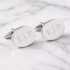 Personalised Silver Plated Oval Cufflinks