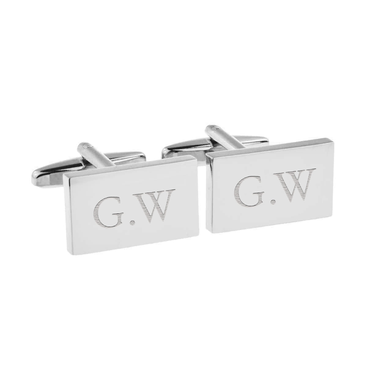 Personalised Silver Plated Rectangle Cufflinks