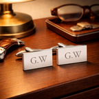 Personalised Silver Plated Rectangle Cufflinks