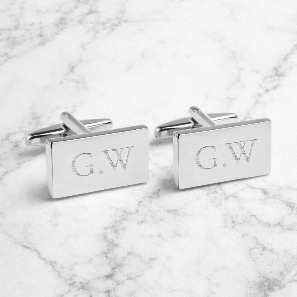 Personalised Silver Plated Rectangle Cufflinks