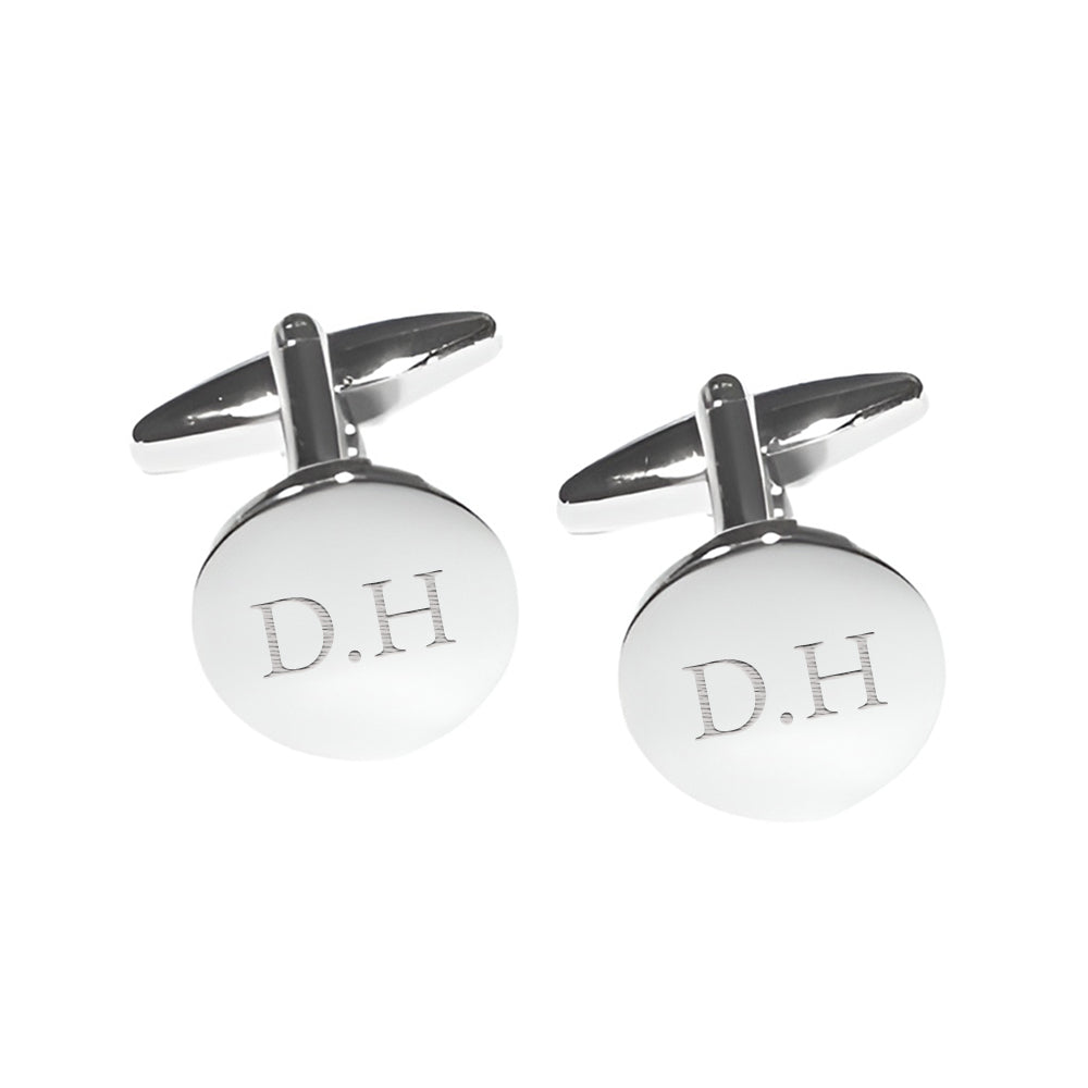 Personalised Silver Plated Round Cufflinks