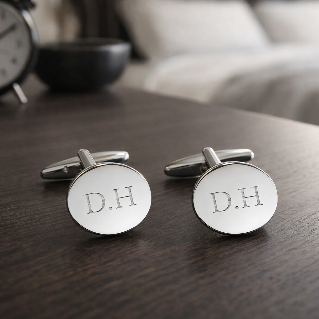 Personalised Silver Plated Round Cufflinks