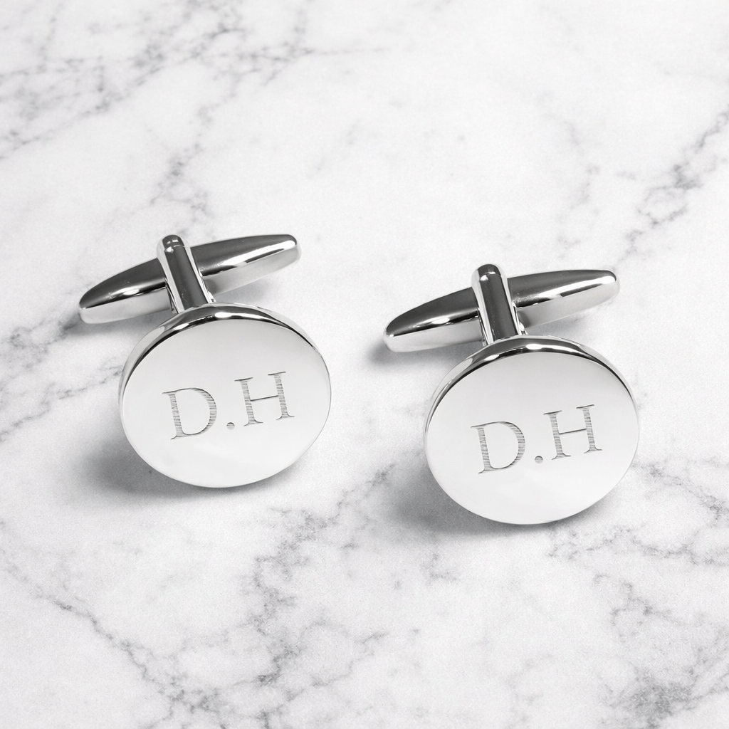 Personalised Silver Plated Round Cufflinks