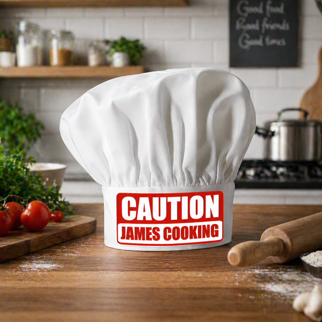 Personalised Caution Chef's Hat