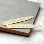 Personalised Gold Plated Secret Message Collar Stays