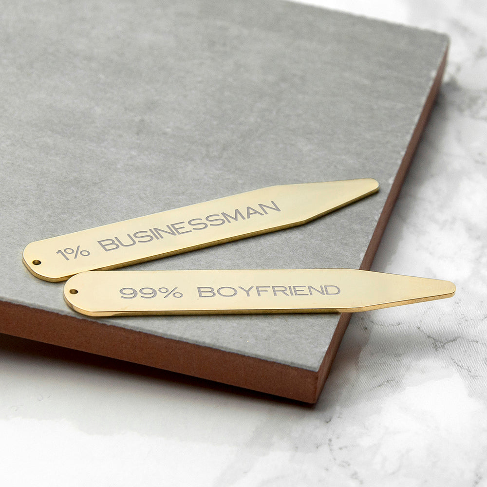 Personalised Gold Plated Secret Message Collar Stays