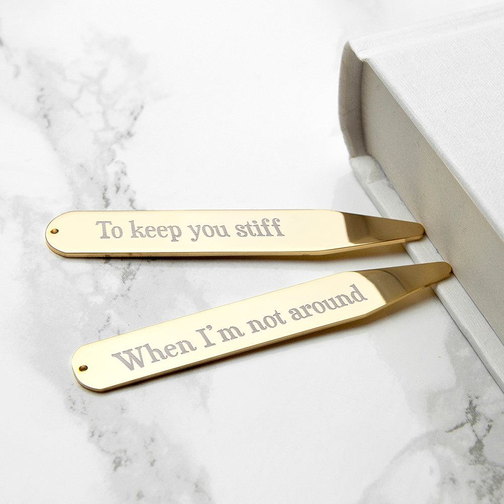 Personalised Gold Plated Secret Message Collar Stays