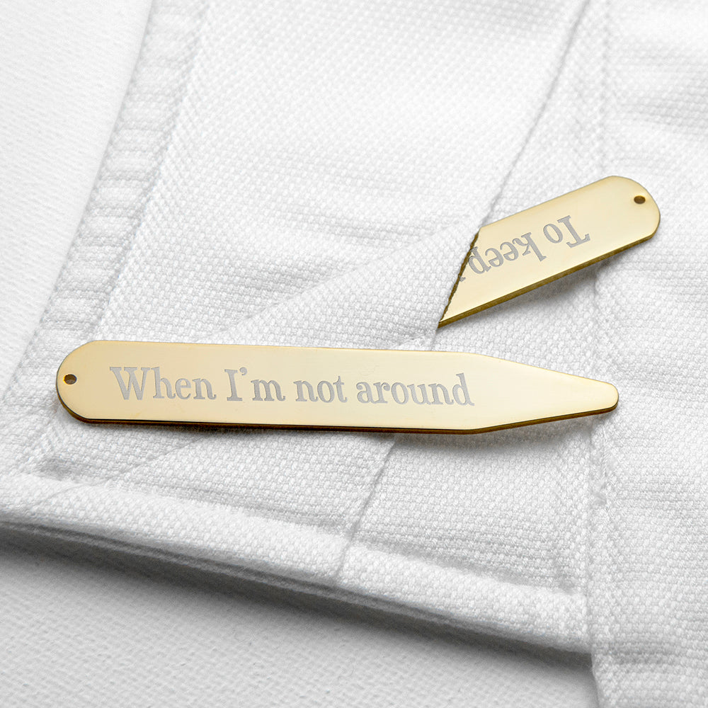 Personalised Gold Plated Secret Message Collar Stays