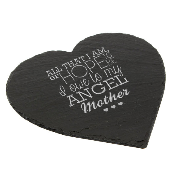 Personalised Angel Mother Slate Heart Keepsake