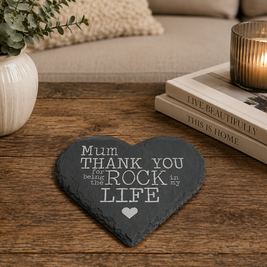 Personalised My Rock Heart Slate Keepsake Coaster