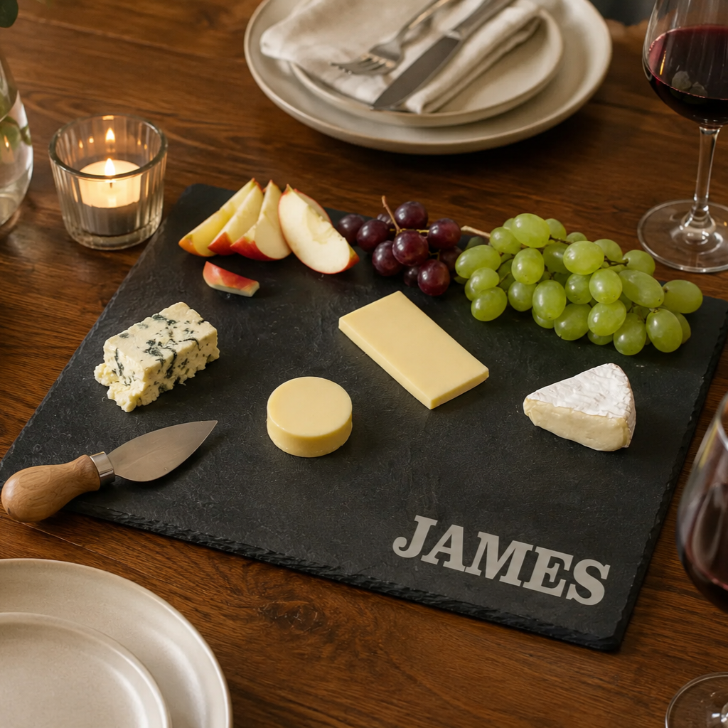 Personalised Rustic Slate Cheese Board