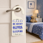 Personalised Baby Door Hanger in Blue