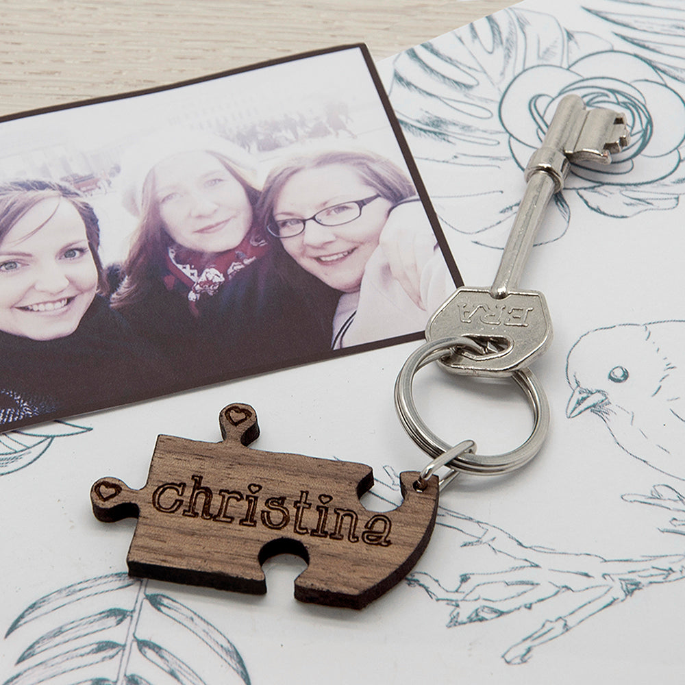 To Our Bridesmaid Heart Jigsaw Wooden Keyring