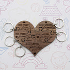 Our Family Heart Wooden Jigsaw Keyring