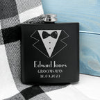 Thank You For Being My Groomsman Personalised Black Matte Hip Flask