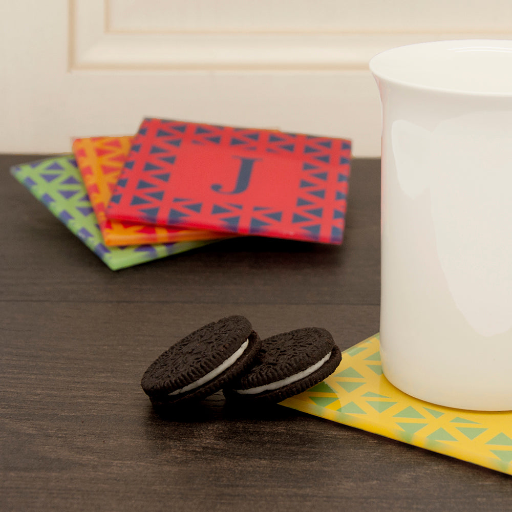Set of Four Glass Coasters - Vibrant Design