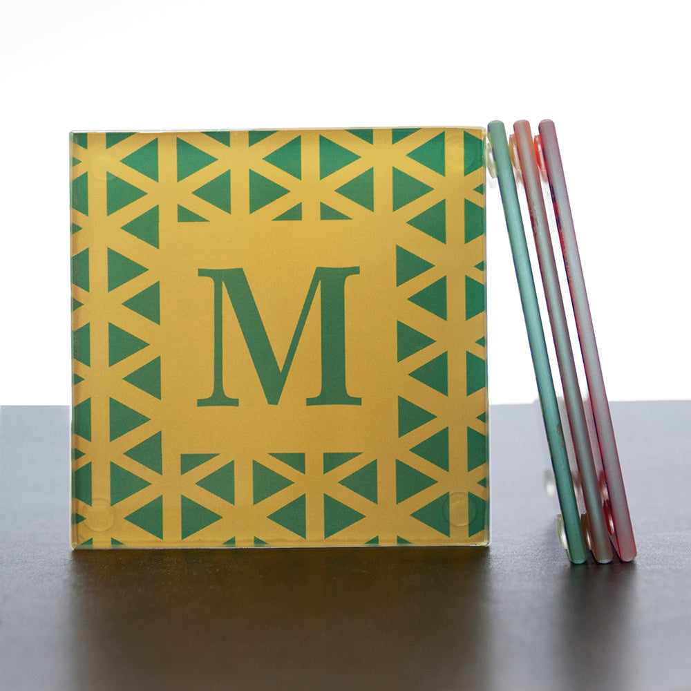 Set of Four Glass Coasters - Vibrant Design