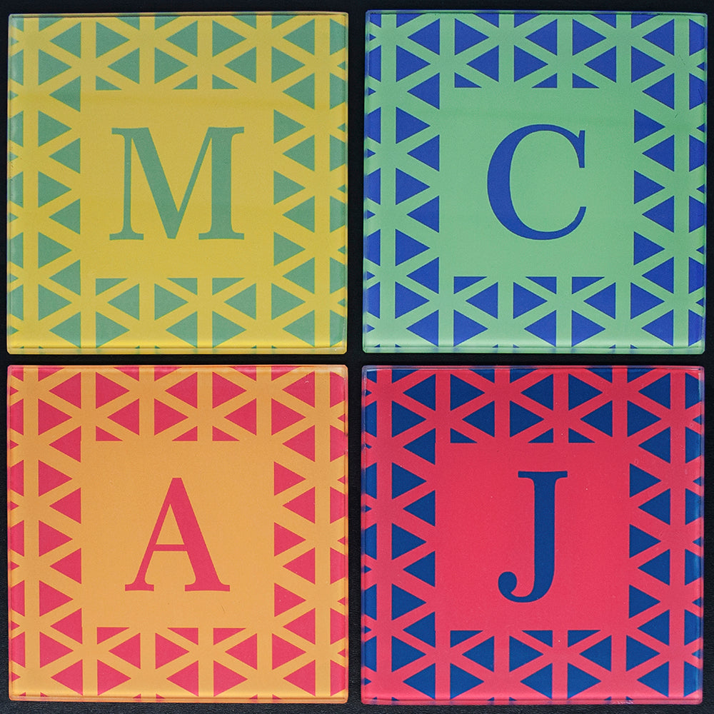 Set of Four Glass Coasters - Vibrant Design