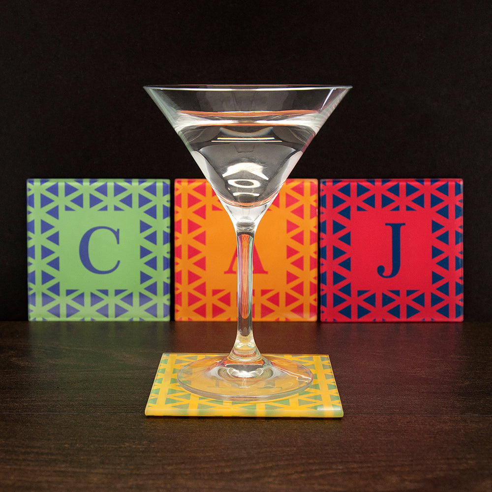 Set of Four Glass Coasters - Vibrant Design