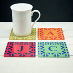 Set of Four Glass Coasters - Vibrant Design
