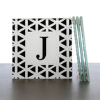 Set of Four Glass Coasters - Black & White Design