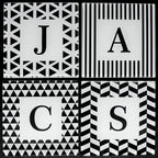 Set of Four Glass Coasters - Black & White Design