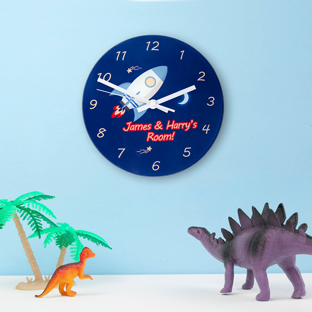 Rocket To The Moon Personalised Wall Clock