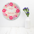 Flower Garland, Personalised Little Girl's Wall Clock