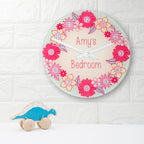 Flower Garland, Personalised Little Girl's Wall Clock