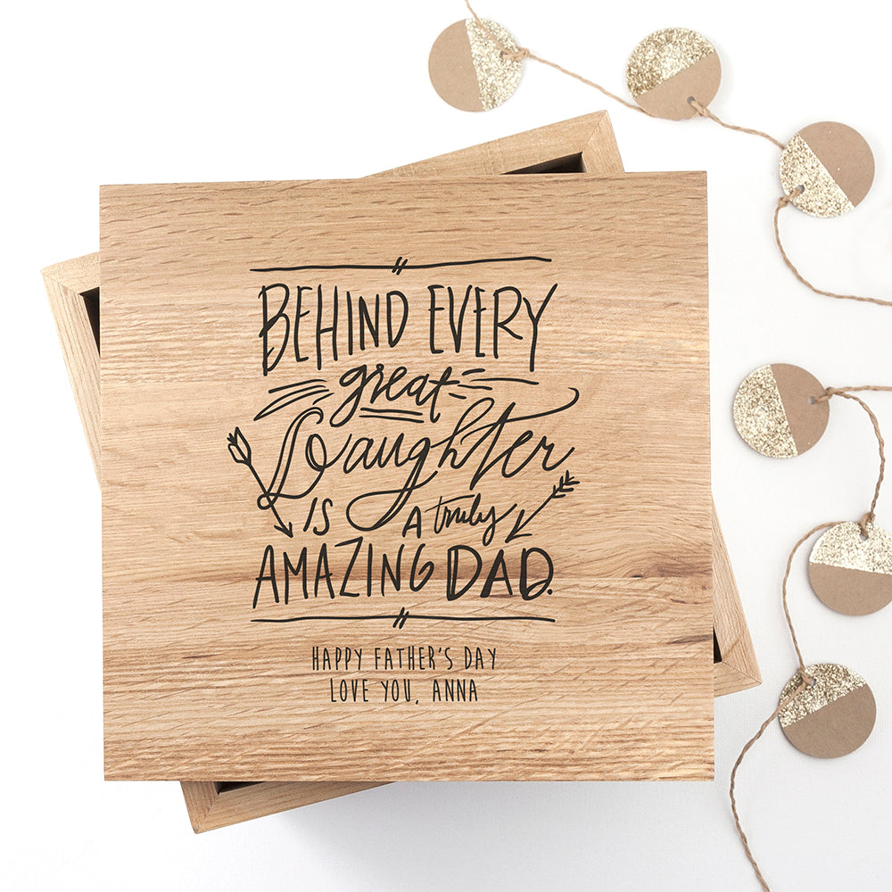 Personalised A Truly Amazing Dad Oak Photo Keepsake Box