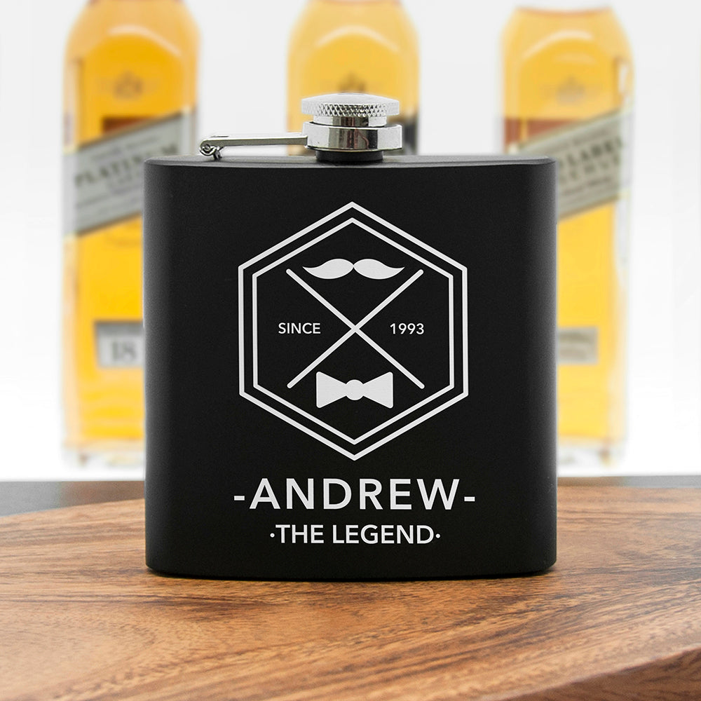 Legend Dad's Black Hip Flask