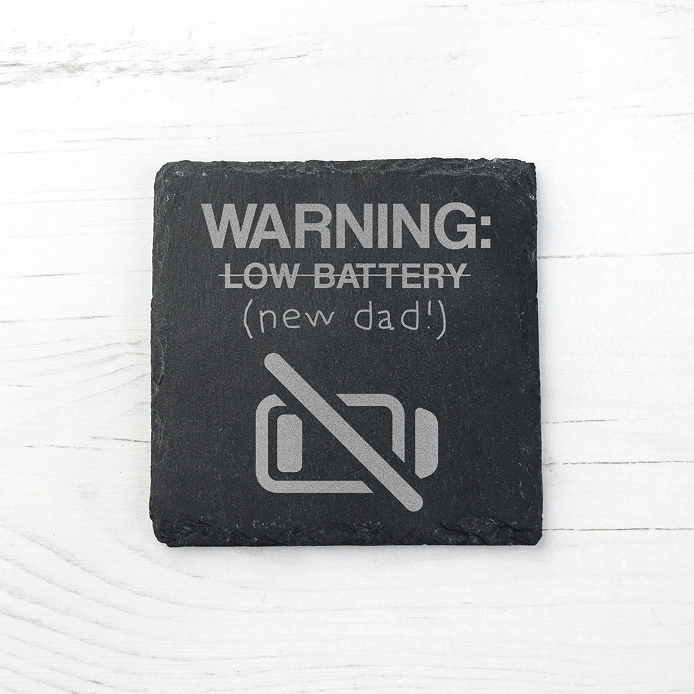 Warning: New Dad Square Slate Keepsake (Non Personalised Gift)