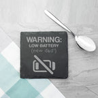 Warning: New Dad Square Slate Keepsake (Non Personalised Gift)