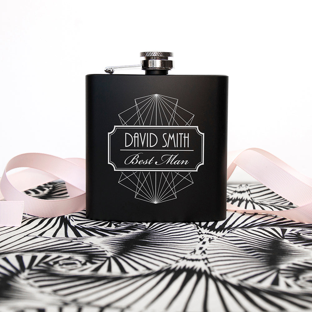 Thank You For Being My Best Man Black Matte Hip Flask
