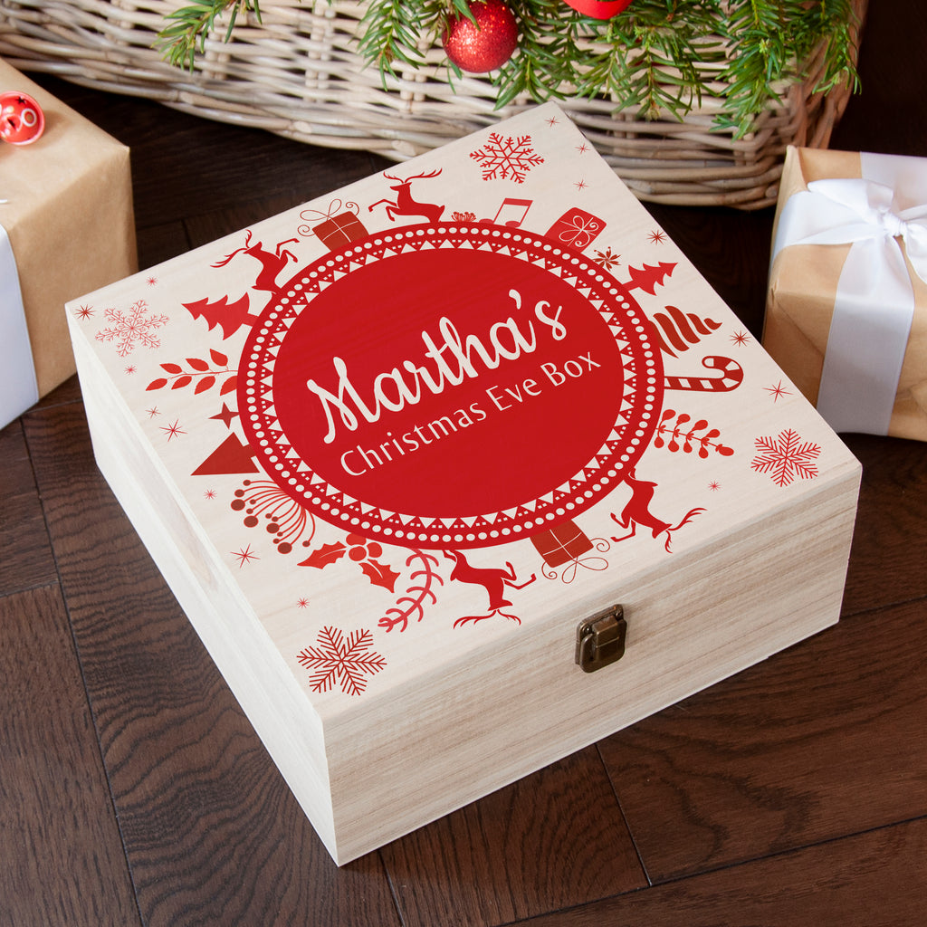 Personalised Christmas Eve Box With Snowflake Wreath