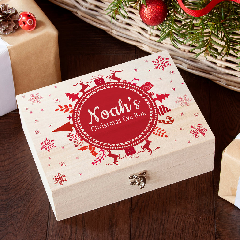 Personalised Christmas Eve Box With Snowflake Wreath