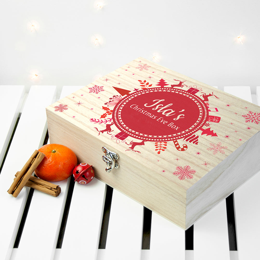 Personalised Christmas Eve Box With Snowflake Wreath
