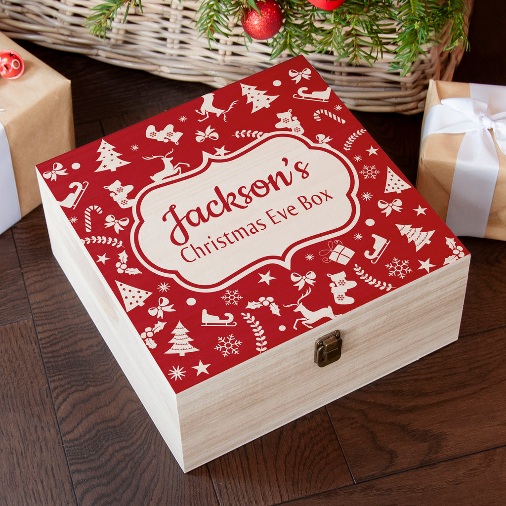 Personalised Christmas Eve Box With Festive Pattern