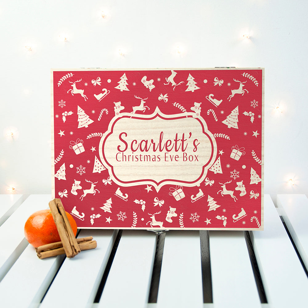 Personalised Christmas Eve Box With Festive Pattern