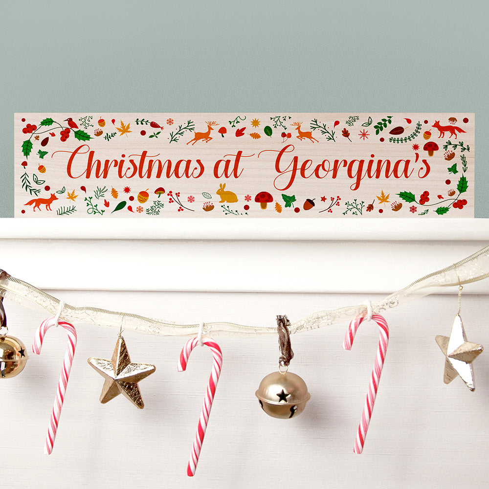 Personalised Christmas Woodland Decorative Sign