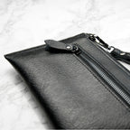 Personalised Black Leather Clutch Bag