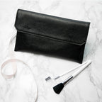Personalised Black Leather Clutch Bag