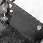 Personalised Black Leather Clutch Bag