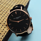 Modern - Vintage Personalised Leather Watch in Black