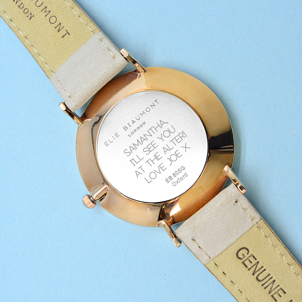 Modern - Vintage Personalised Leather Watch in Stone