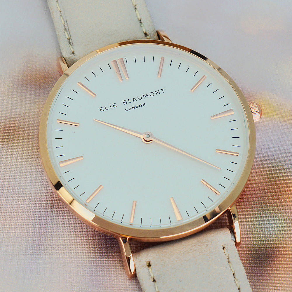 Modern - Vintage Personalised Leather Watch in Stone