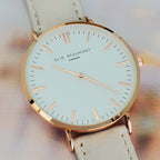 Modern - Vintage Personalised Leather Watch in Stone