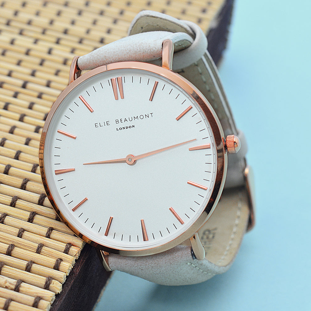 Modern - Vintage Personalised Leather Watch in Stone